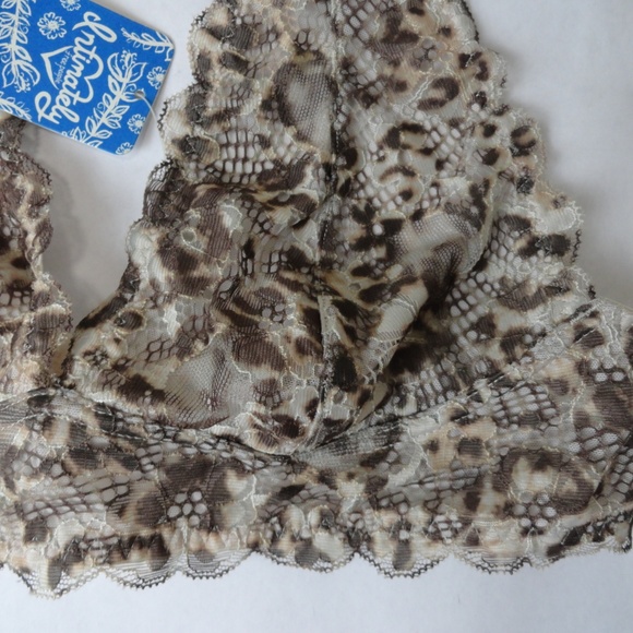 Free People Halter Bra Leopard Print Floral Brown - Picture 3 of 6